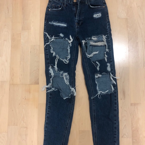 ZARA DISTRESSED DENIM SZ 32/00 - Picture 2 of 4